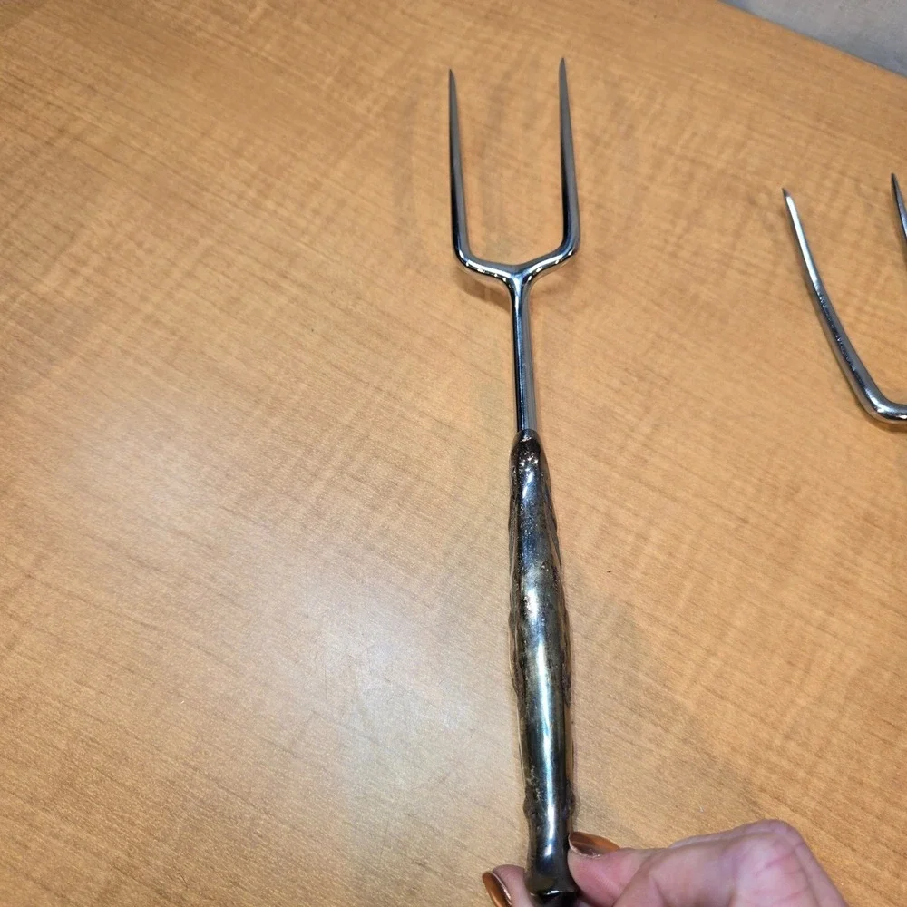 Brown & Bigelow B&B Carving Serving Fork‎ Silver Plated Duck Handle Vintage